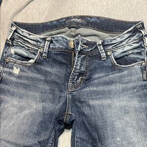 Silver Cropped Jeans Women's Distressed Denim